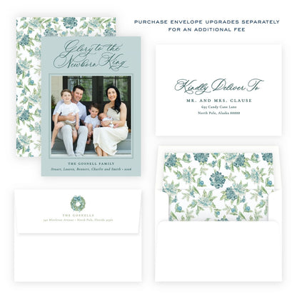 Christmas Photo Card - Blue Botanicals 1