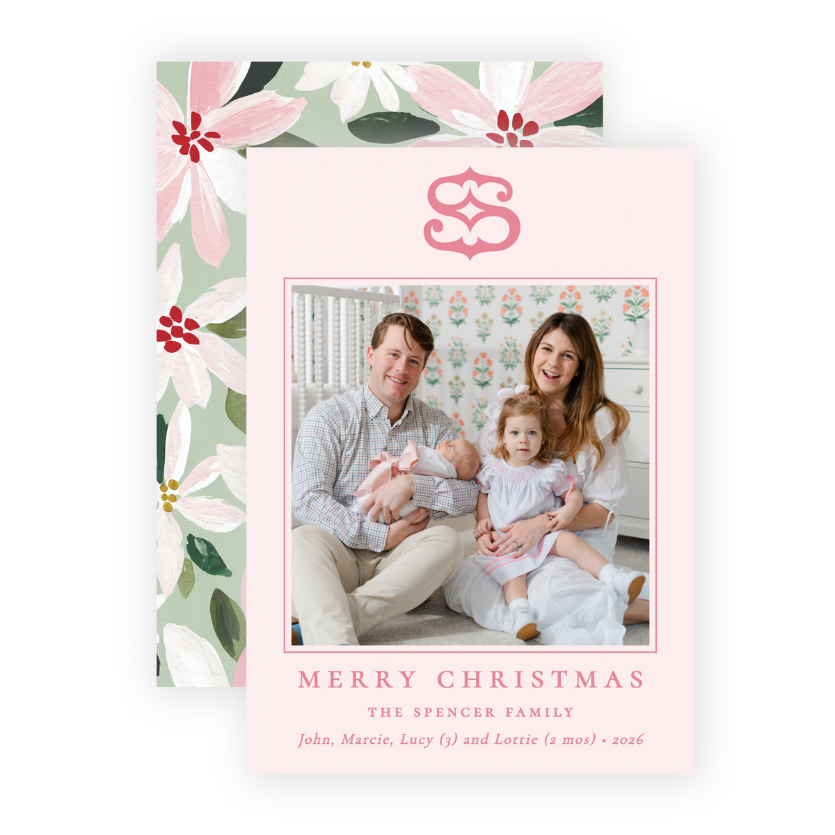 Christmas Photo Card - Blushing Poinsettias 4