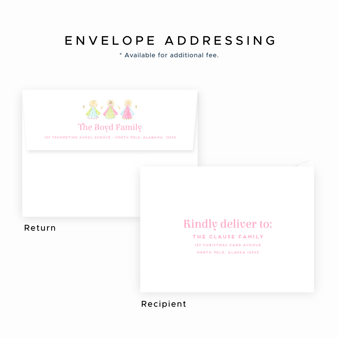 Christmas Photo Card - Christmas Angels, Pink - Portrait