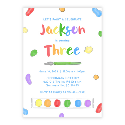 Paint Birthday Invitations - Primary Colors