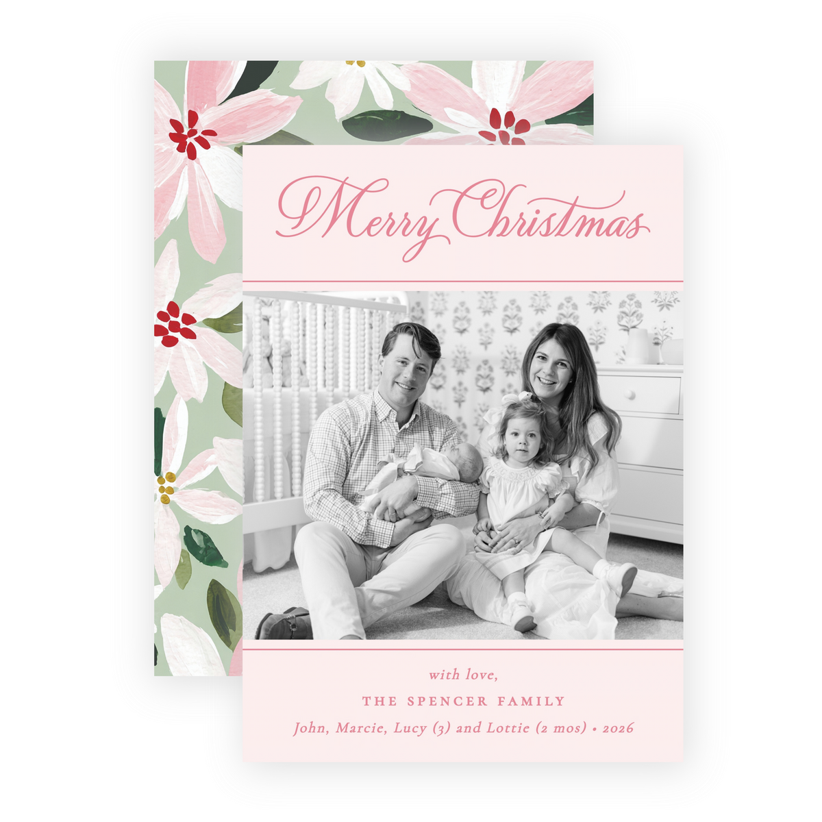 Christmas Photo Card - Blushing Poinsettias 4