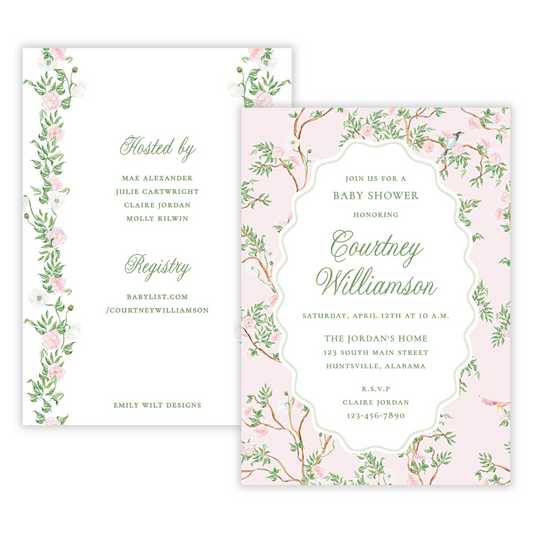 Spring Chinoiserie Shower Invitations - Pink