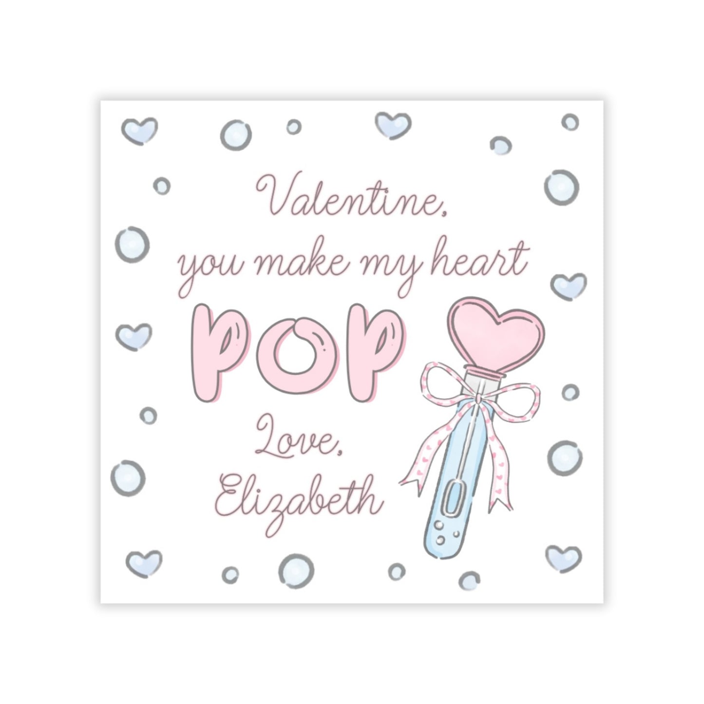 Bubble Wand Valentine (Pink)