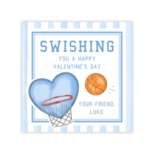 Basketball Valentine, Swishing (Blue)