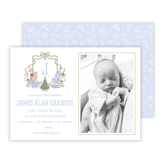 Christmas Photo Card - Special Delivery, Blue (Portrait Photo)