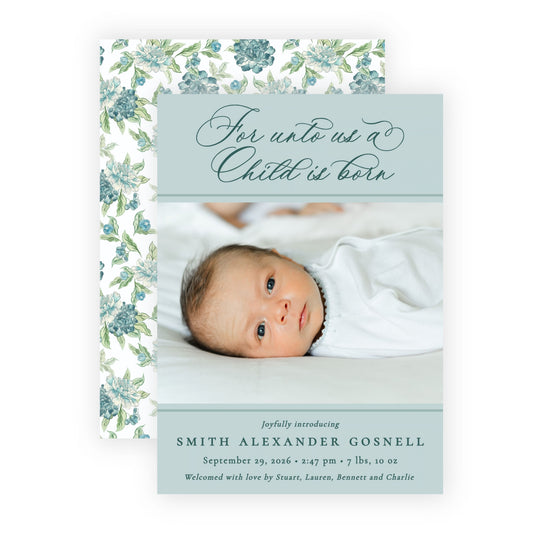 Christmas Photo Card - Blue Botanicals 5