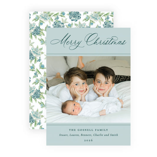 Christmas Photo Card - Blue Botanicals 6
