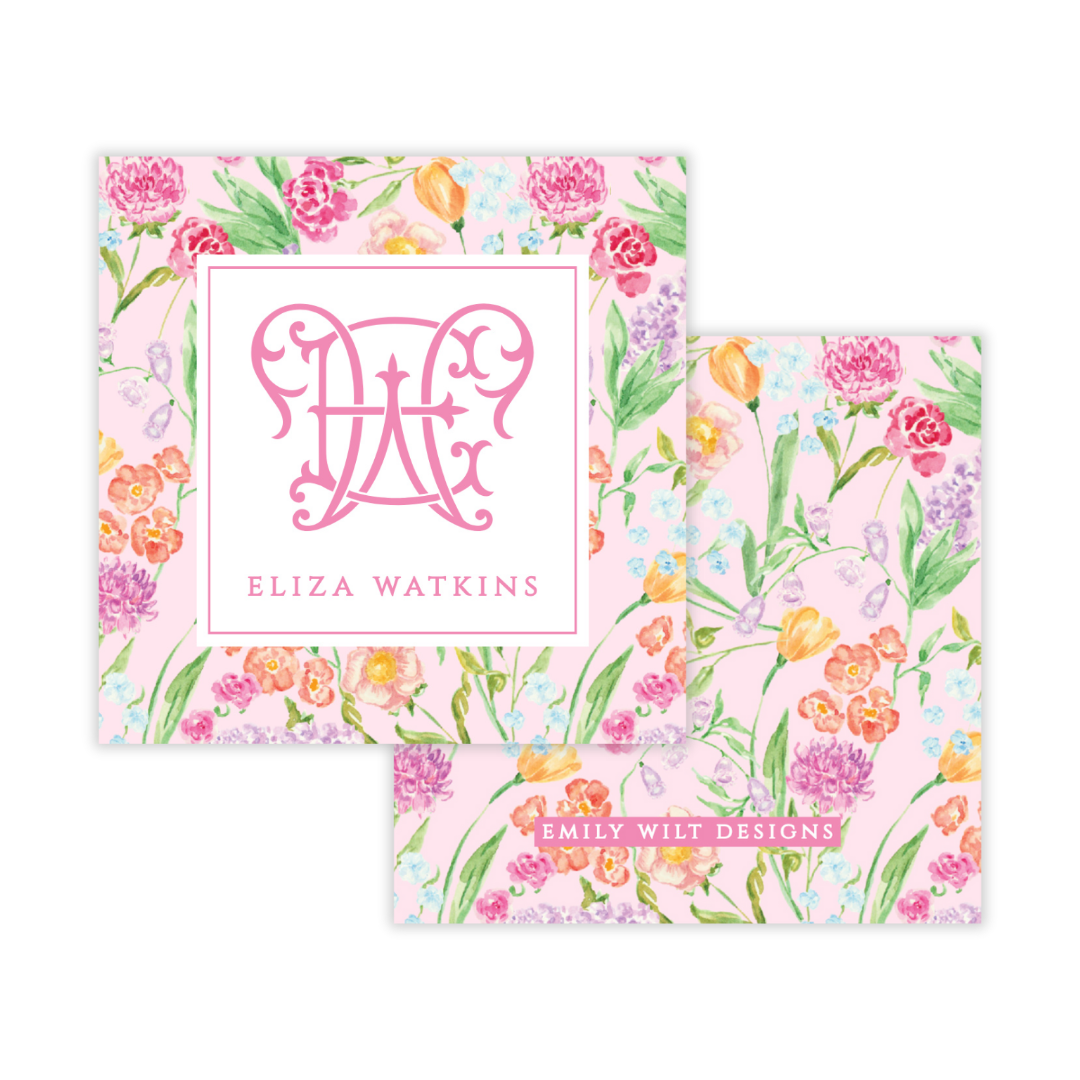 Genevieve's Garden Frame Monogram Gift Tag (Pink)