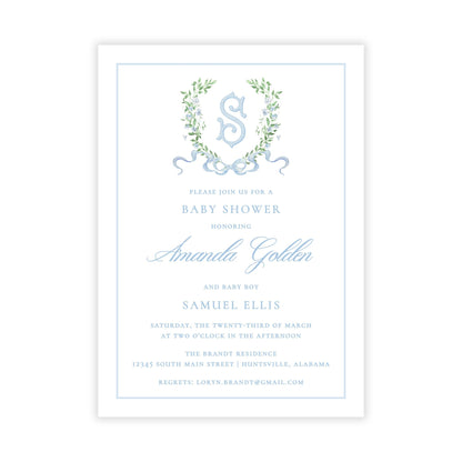 Give Me Flowers Baby Shower Invitations - Blue