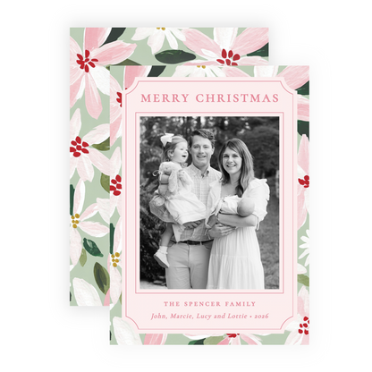 Christmas Photo Card - Blushing Poinsettias 4