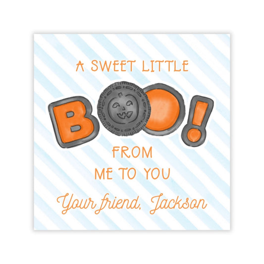 Kids Personalized Halloween Treat Tag - BOO Cookies (Blue)