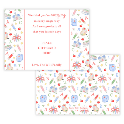 PRINTABLE Teacher Gift Card Holder - Preppy School Days, Amazing
