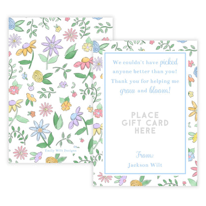 PRINTABLE Teacher Gift Card Holder - Bloom, Blue