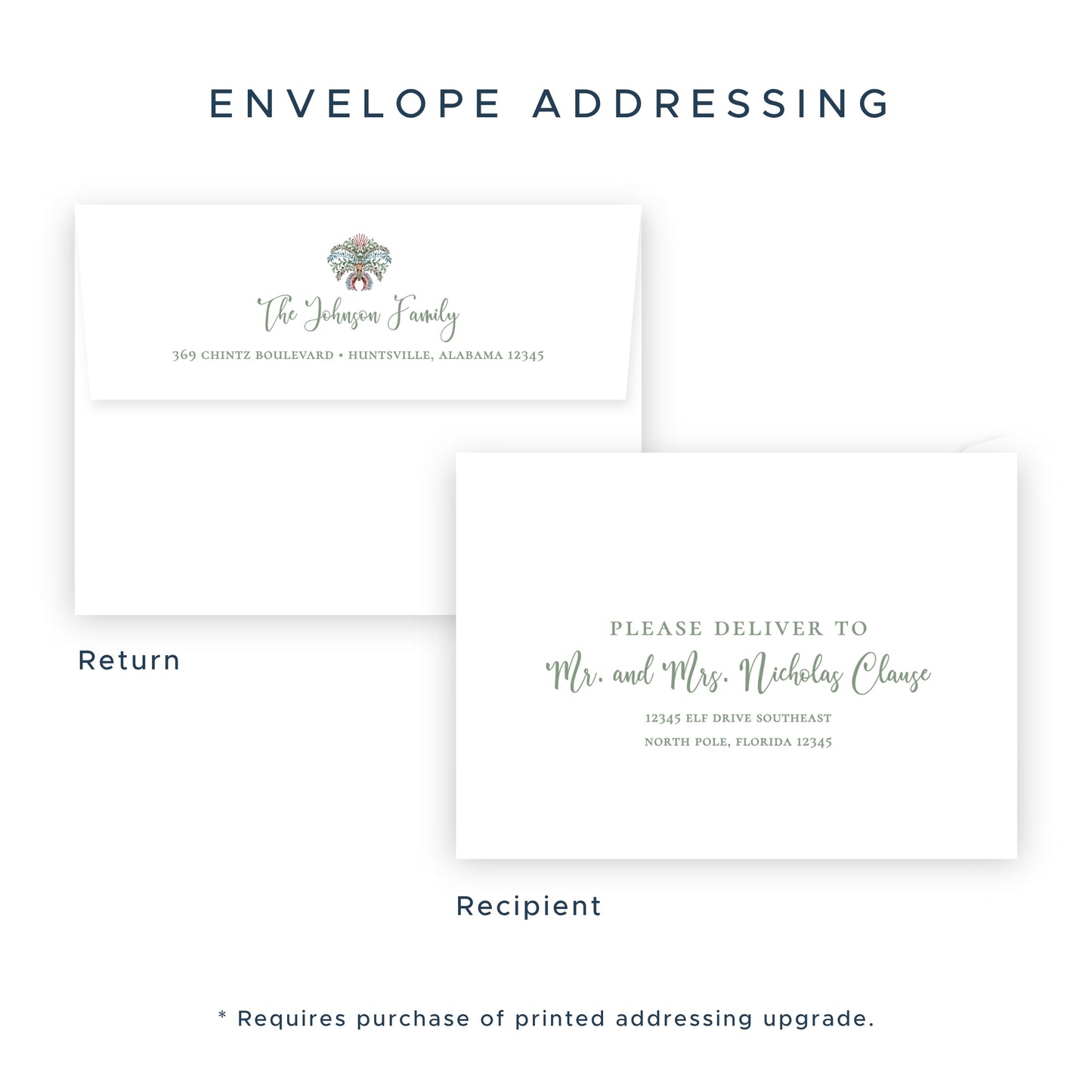 Christmas Photo Card - Chintz Elegance, Green (Portrait)