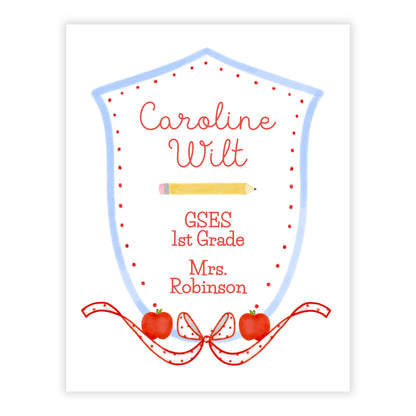 PRINTABLE Binder Cover - Blue Apple Crest with Bow