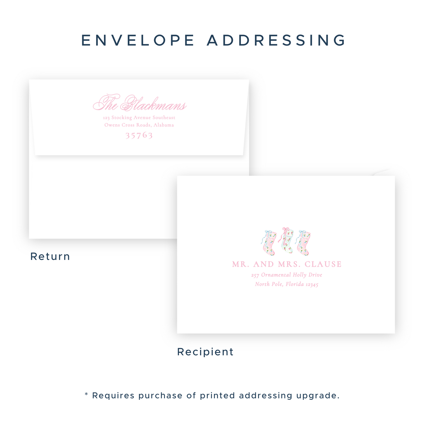 Christmas Photo Card - Delicate Stockings - Landscape - Birth Announcement