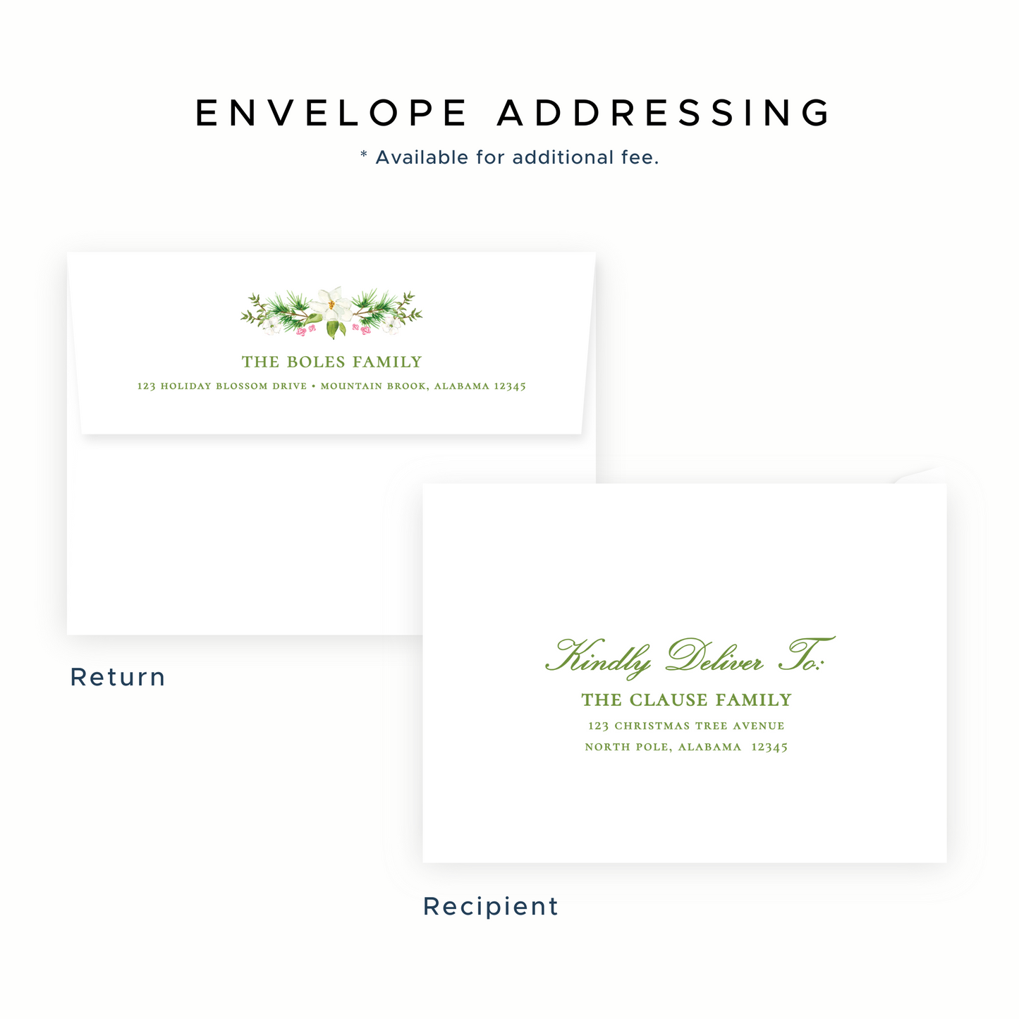 Christmas Photo Card - Holiday Blossoms, Pink - Portrait