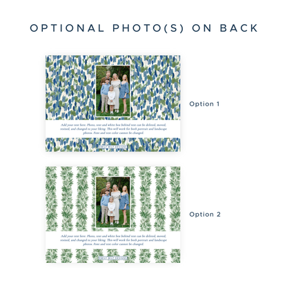 Christmas Photo Card - Tied with a Bow Garland, Blue - Landscape