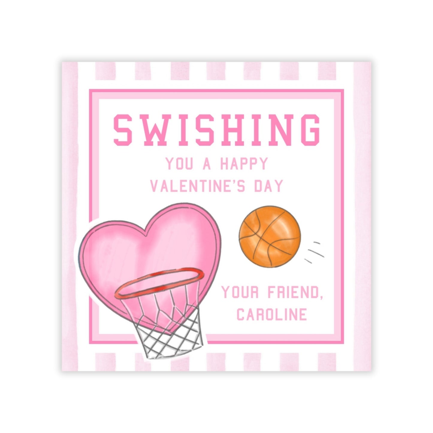 Basketball Valentine, Swishing (Pink)