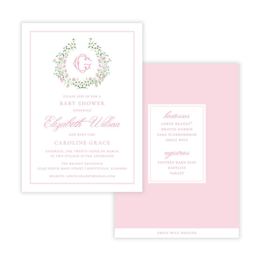 Give Me Flowers Baby Shower Invitations - Pink