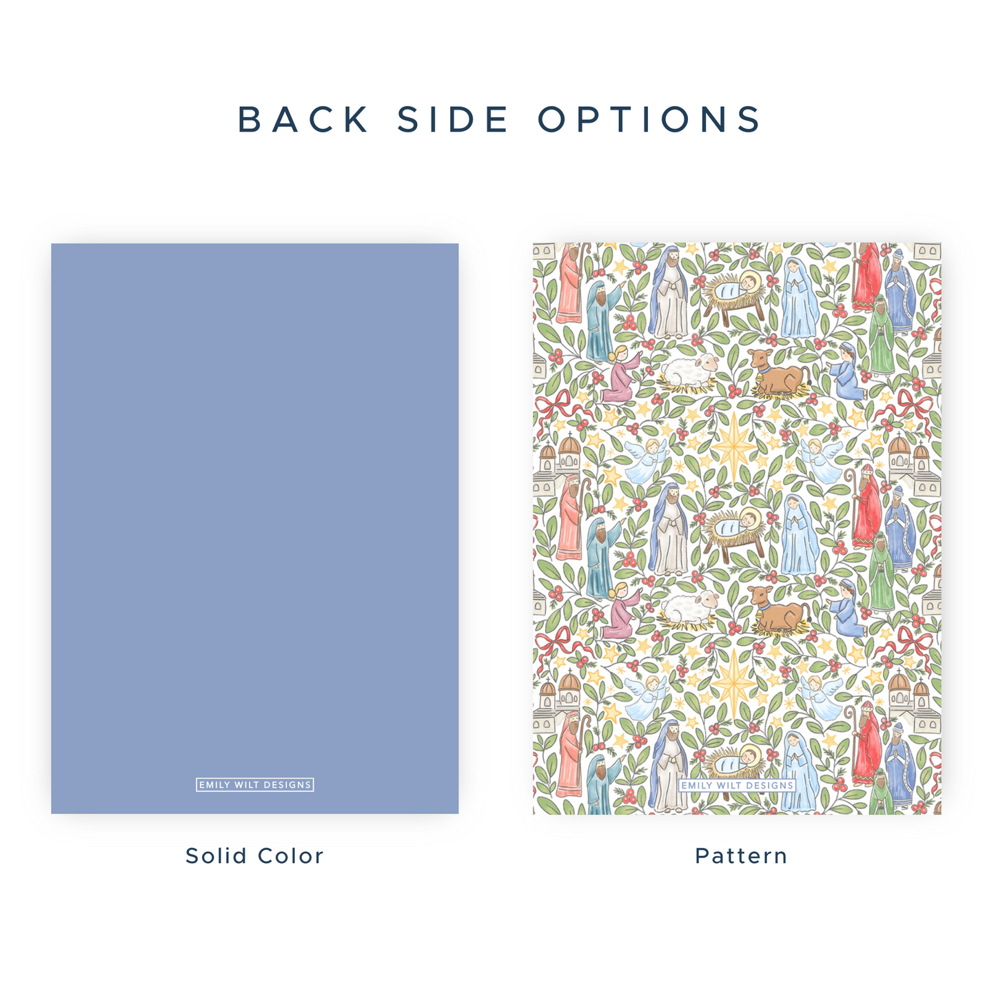 two options for a notebook or journal cover: a solid color option and a pattern option.