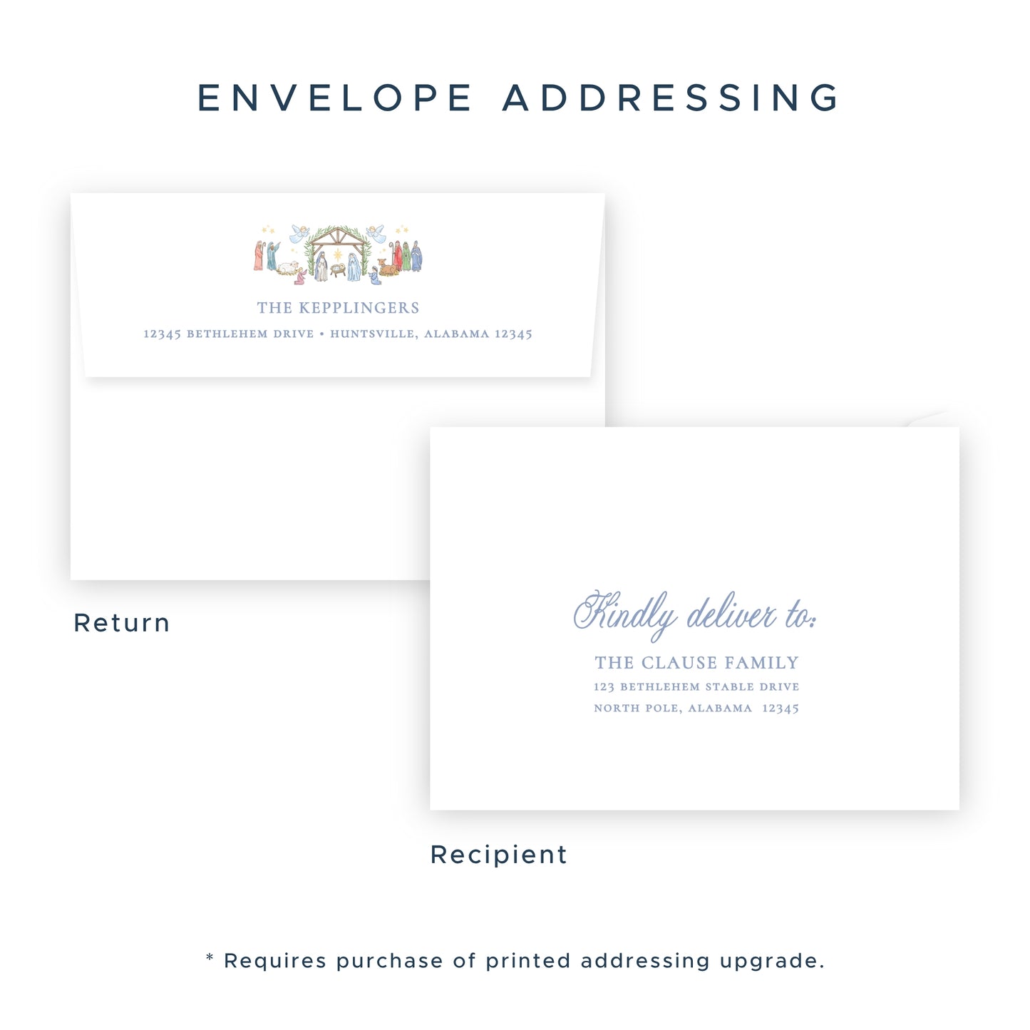 PHOTO MOUNT Christmas Card - Festive Nativity Garland - Portrait