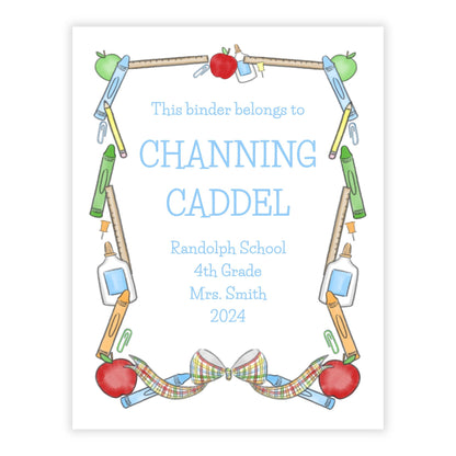 PRINTABLE Binder Cover - School Supplies Frame (Primary)