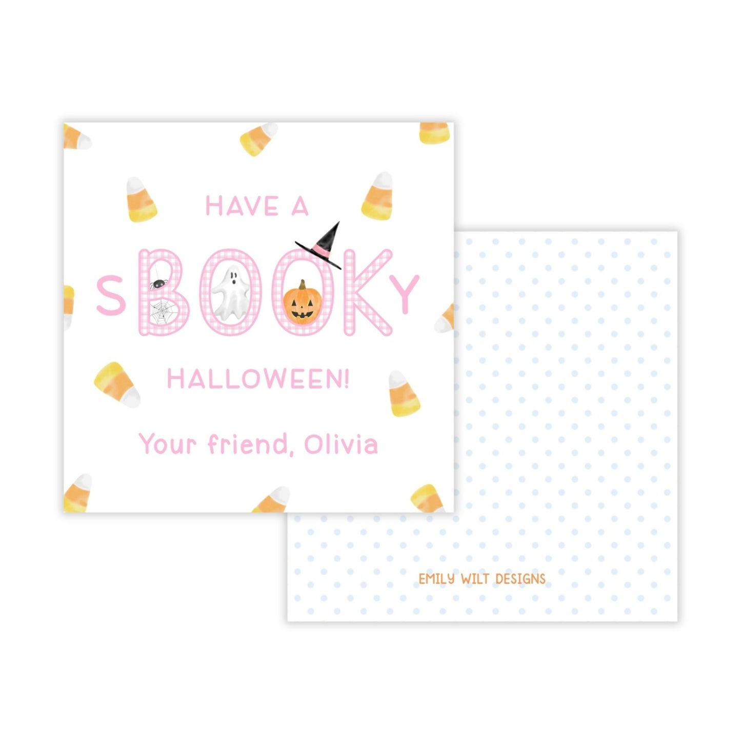 Kids Halloween Tags or Stickers - Book (Pink)