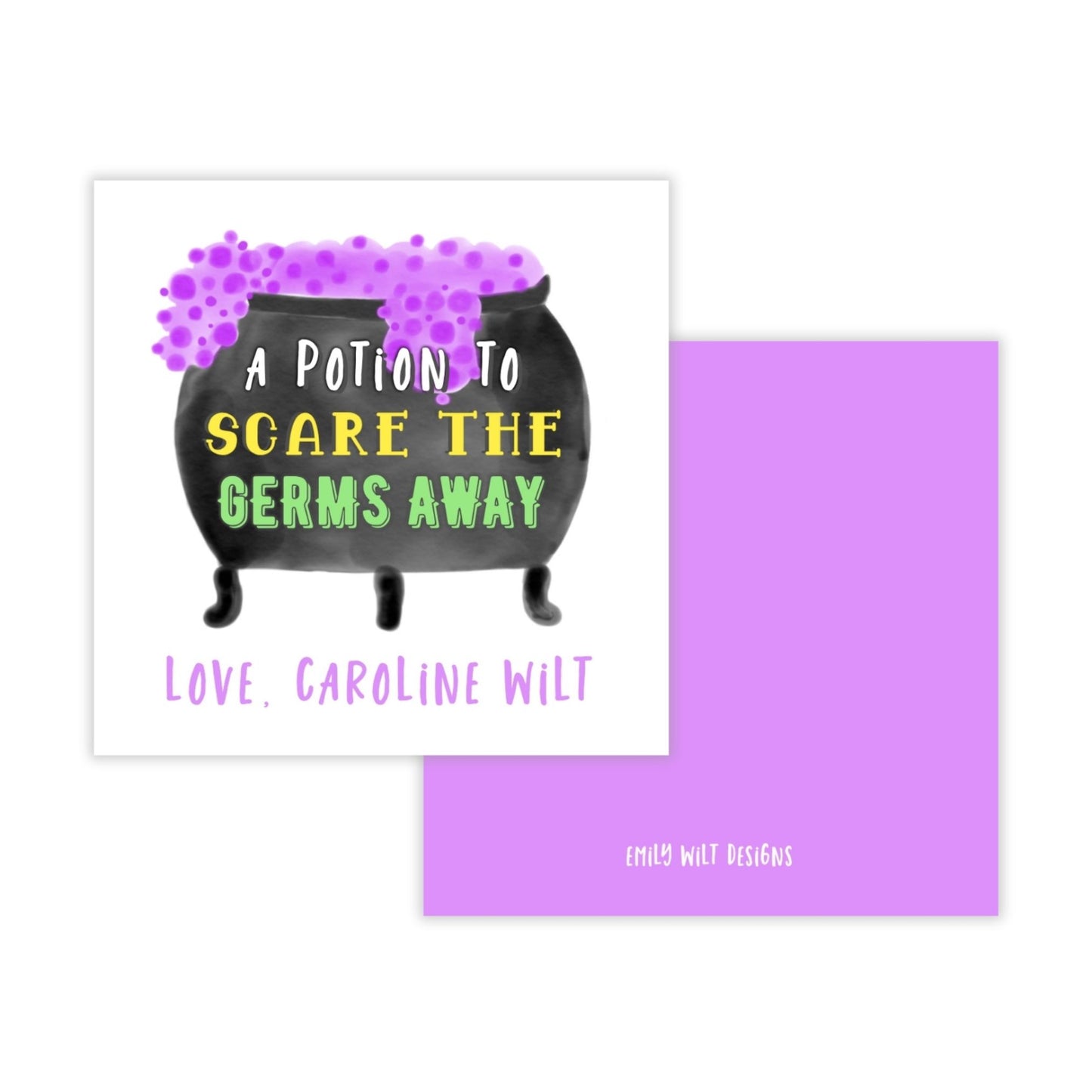 Kids Halloween Tags or Stickers - Cauldron