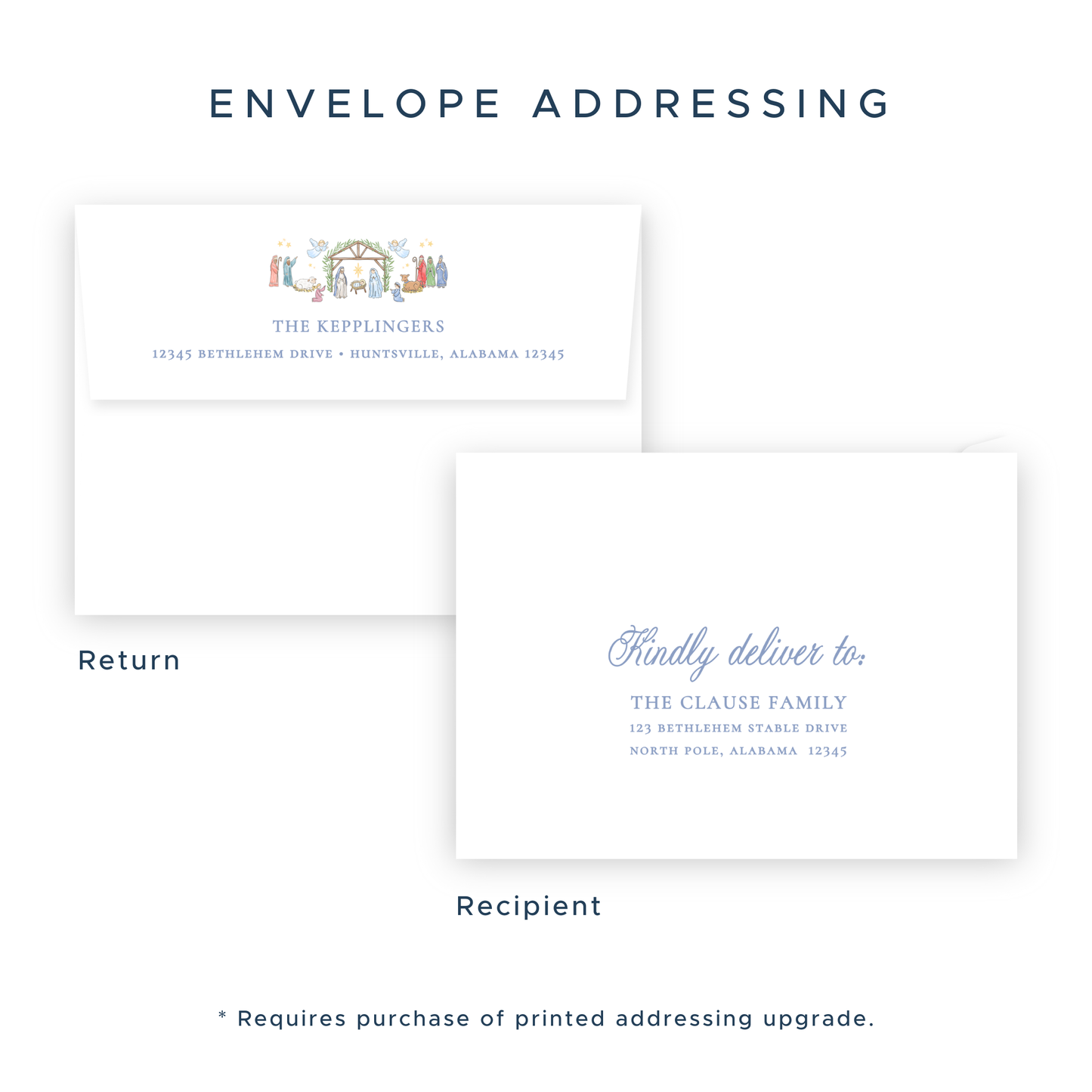 Christmas Photo Card - Festive Nativity Garland (Script) - Portrait