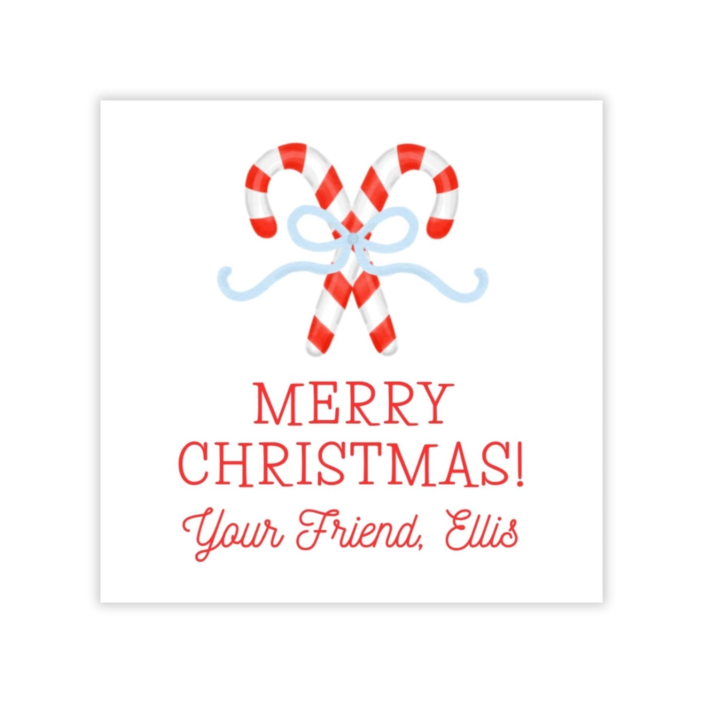 Holiday Gift Tags or Stickers for Kids - Candy Canes (Blue)