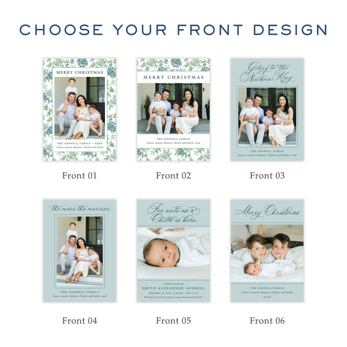 Christmas Photo Card - Blue Botanicals 1