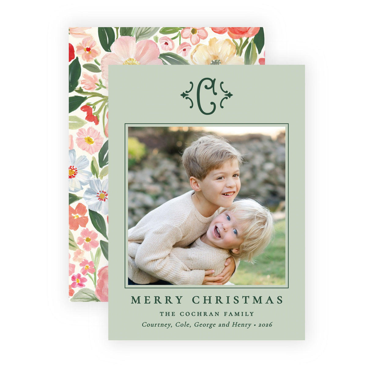 Christmas Photo Card - Merry Blooms 1