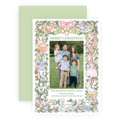Christmas Photo Card - Twelve Days of Christmas Frame (Pastel) - Portrait