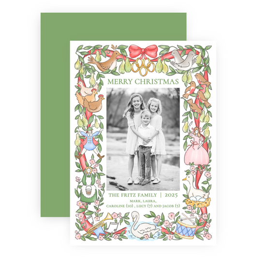 Christmas Photo Card - Twelve Days of Christmas Frame - Portrait