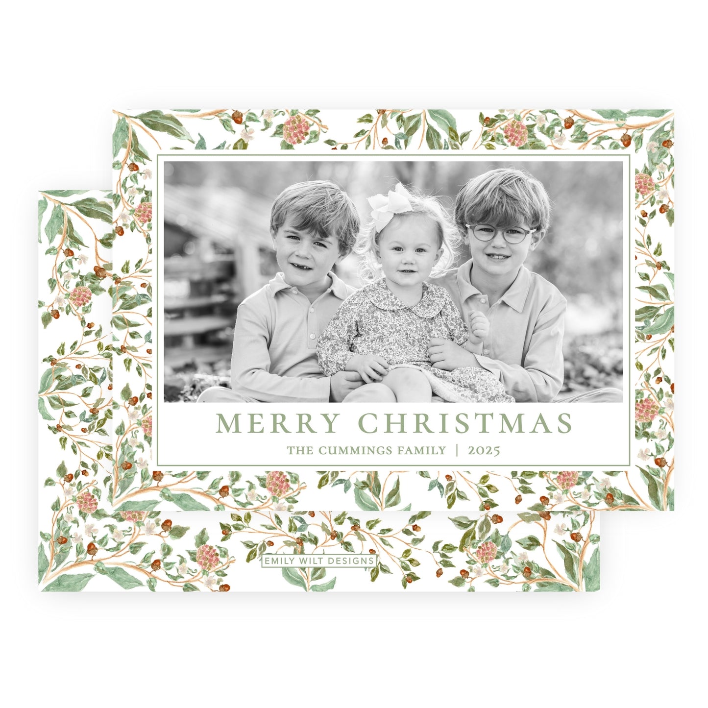 Christmas Photo Card - Winter Chinoiserie (Landscape)