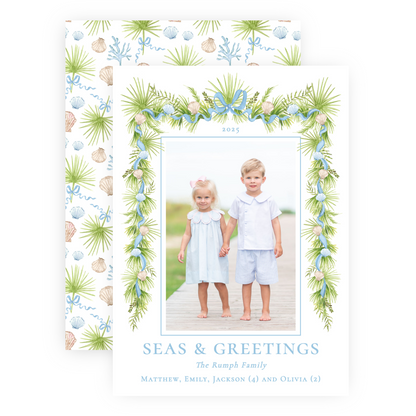 Christmas Photo Card - Holiday in the Sun, Blue - Portrait