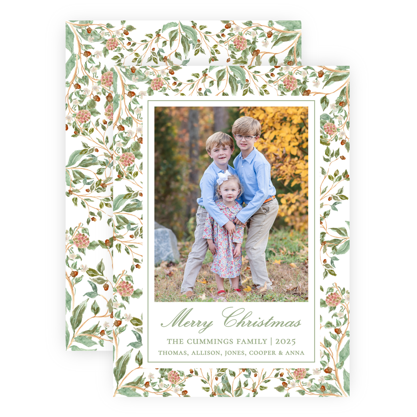 Christmas Photo Card - Winter Chinoiserie (Portrait)