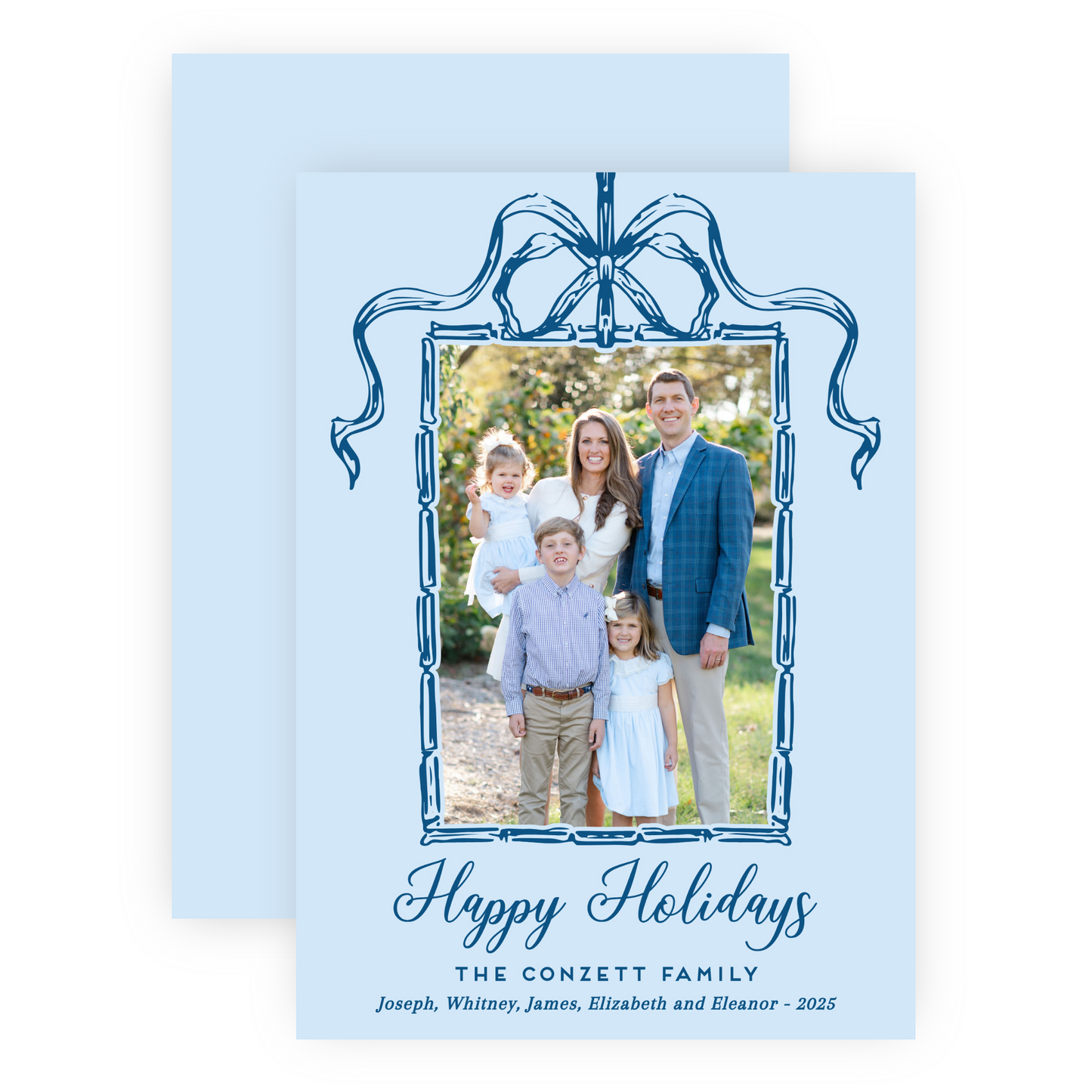 Christmas Photo Card - Bamboo Bow Frame, Winter Sky