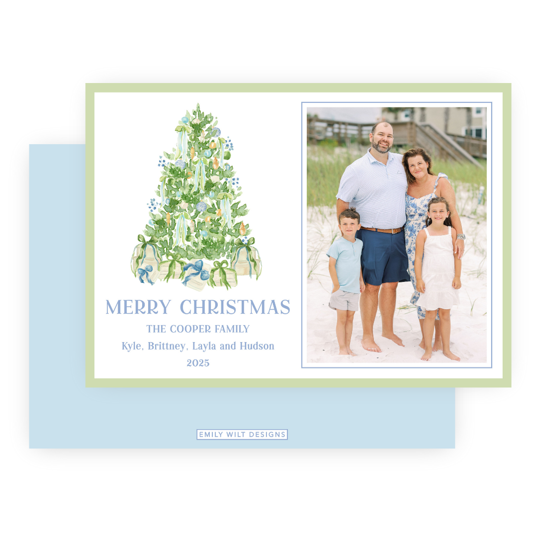 Christmas Photo Card - Luxe Noel Tree - Landscape (Portrait Photo)