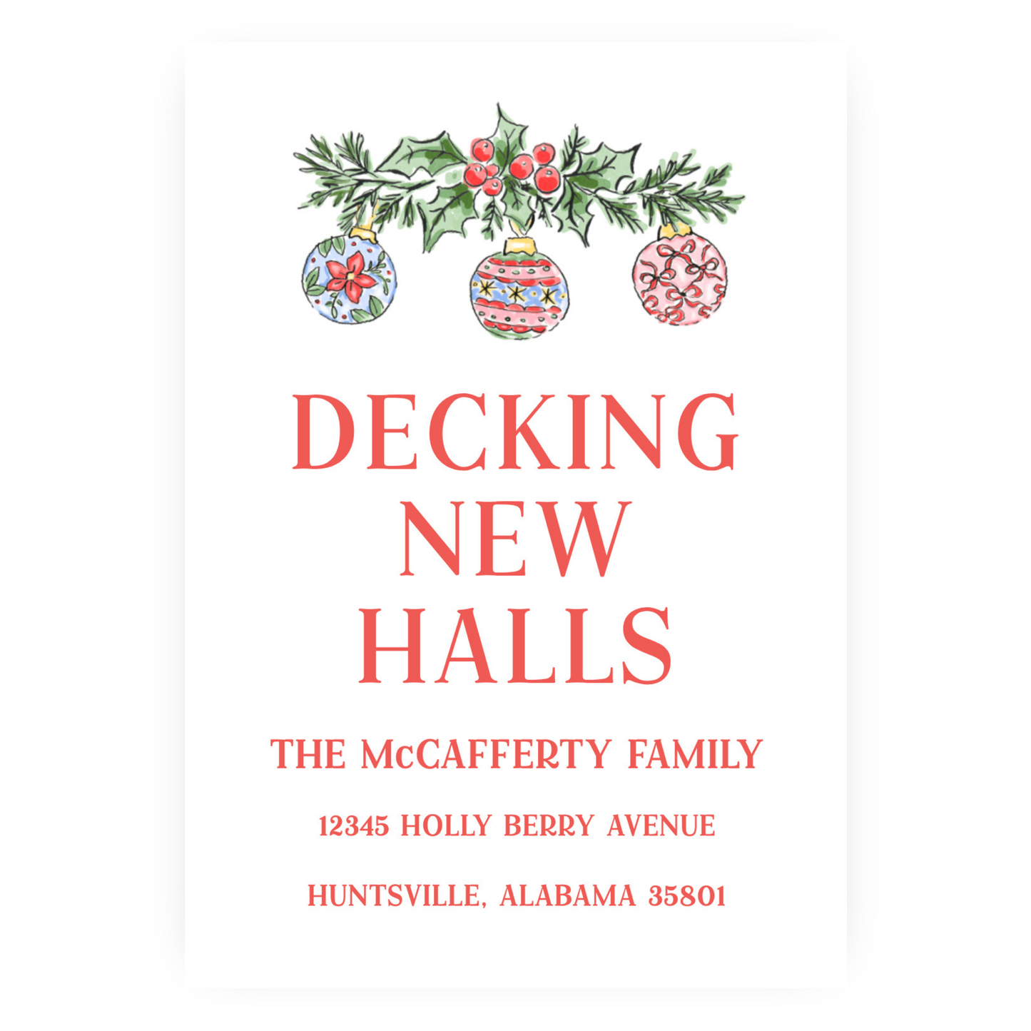 Christmas New Address Enclosure Cards - Ornamental Holly
