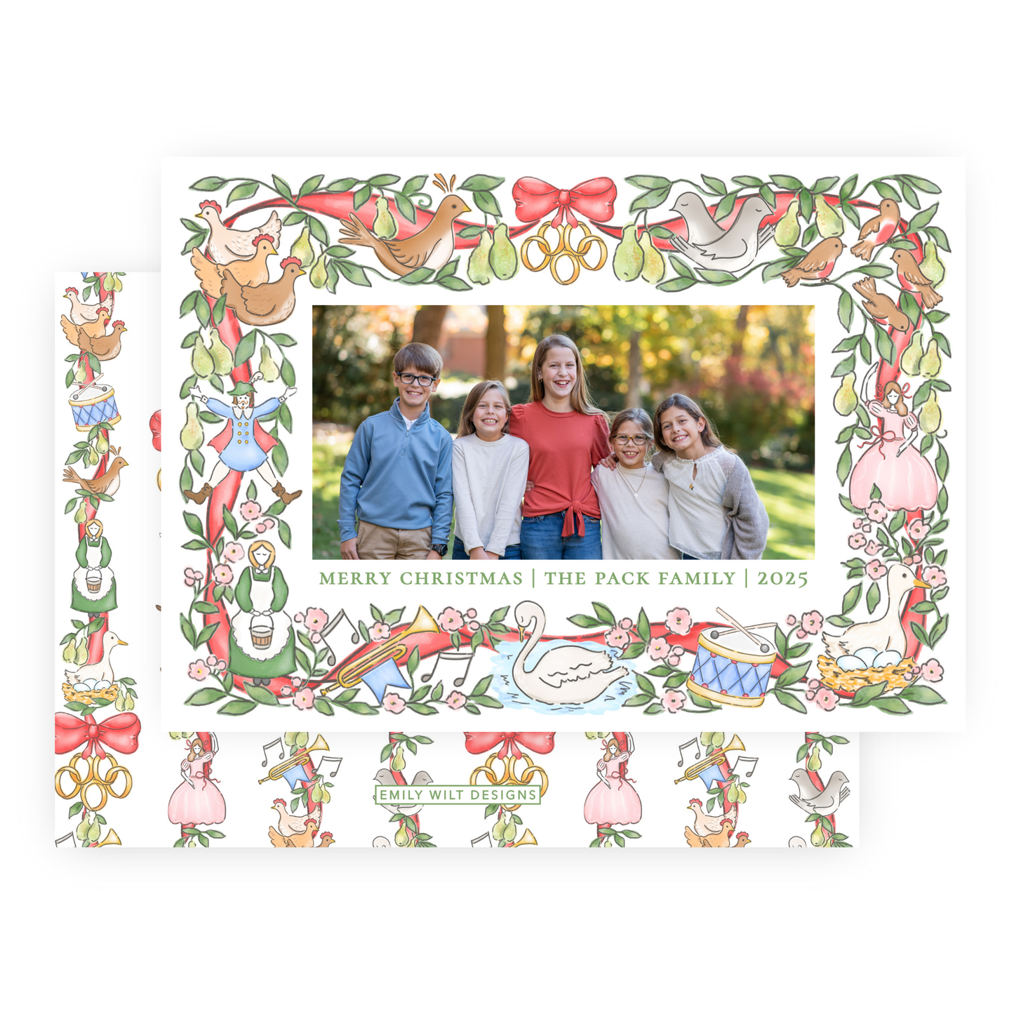 Christmas Photo Card - Twelve Days of Christmas Frame - Landscape