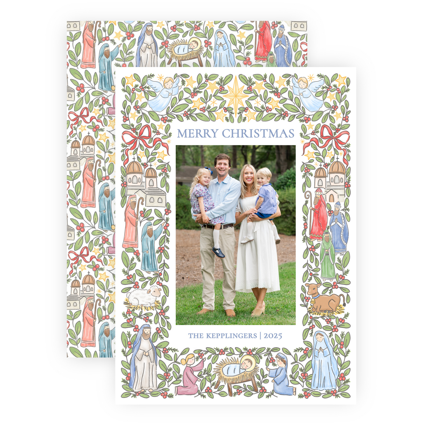 Christmas Photo Card - Festive Nativity Frame - Portrait