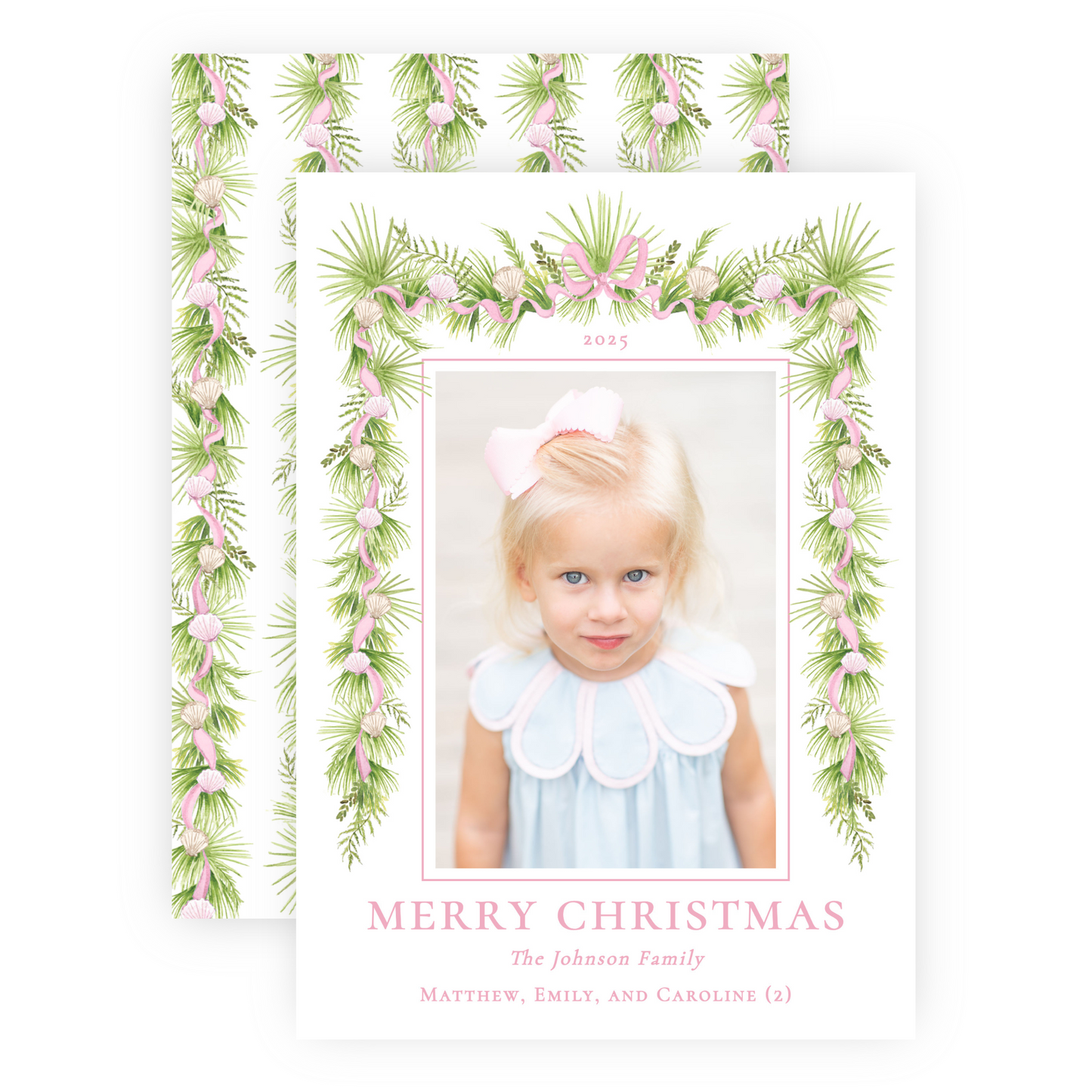 Christmas Photo Card - Holiday in the Sun, Pink - Portrait (Copy)