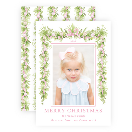 Christmas Photo Card - Holiday in the Sun, Pink - Portrait (Copy)