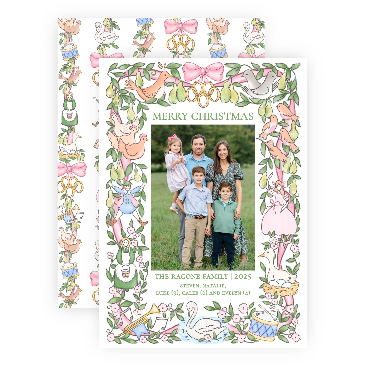 Christmas Photo Card - Twelve Days of Christmas Frame (Pastel) - Portrait