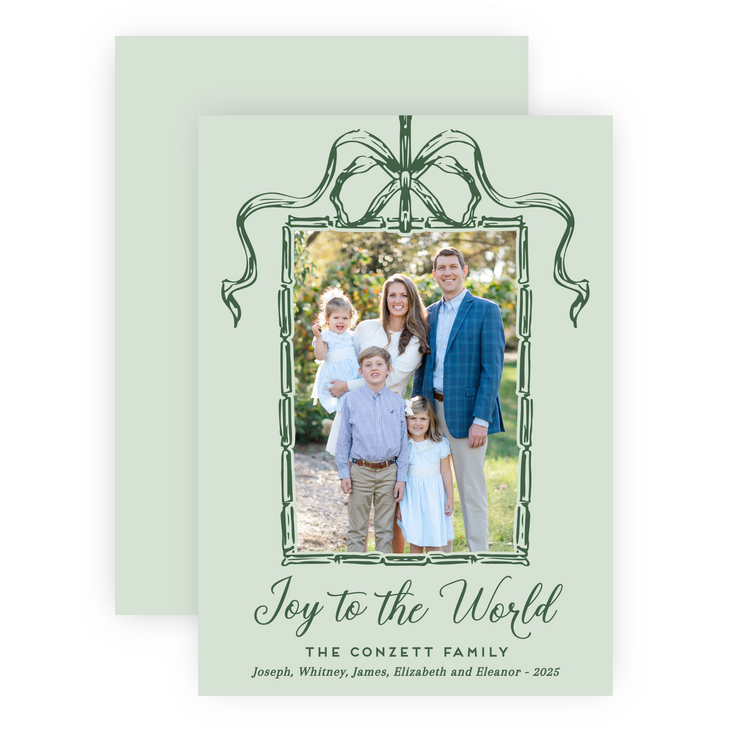 Christmas Photo Card - Bamboo Bow Frame, Evergreen