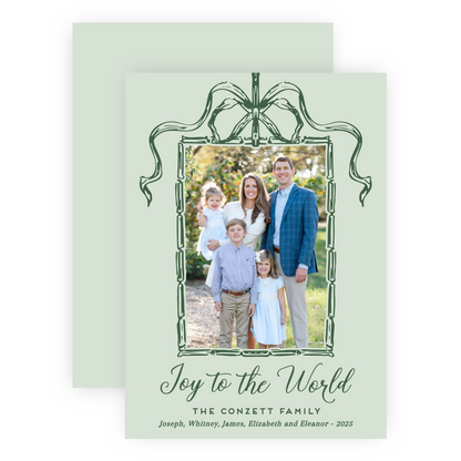 Christmas Photo Card - Bamboo Bow Frame, Evergreen