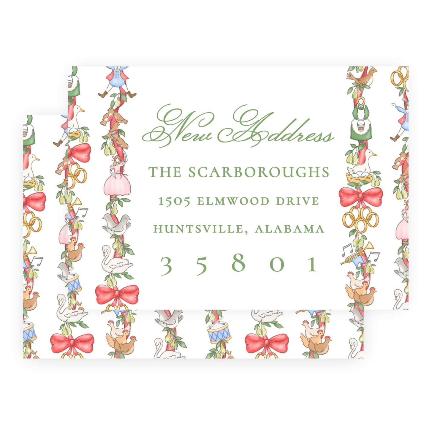 Christmas New Address Enclosure Cards - Twelve Days of Christmas
