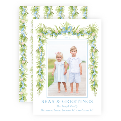 Christmas Photo Card - Holiday in the Sun, Blue - Portrait